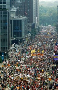 a portion of the crowd taking part in the recent People's Climate March in New York.
